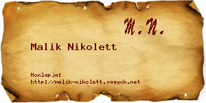 Malik Nikolett névjegykártya